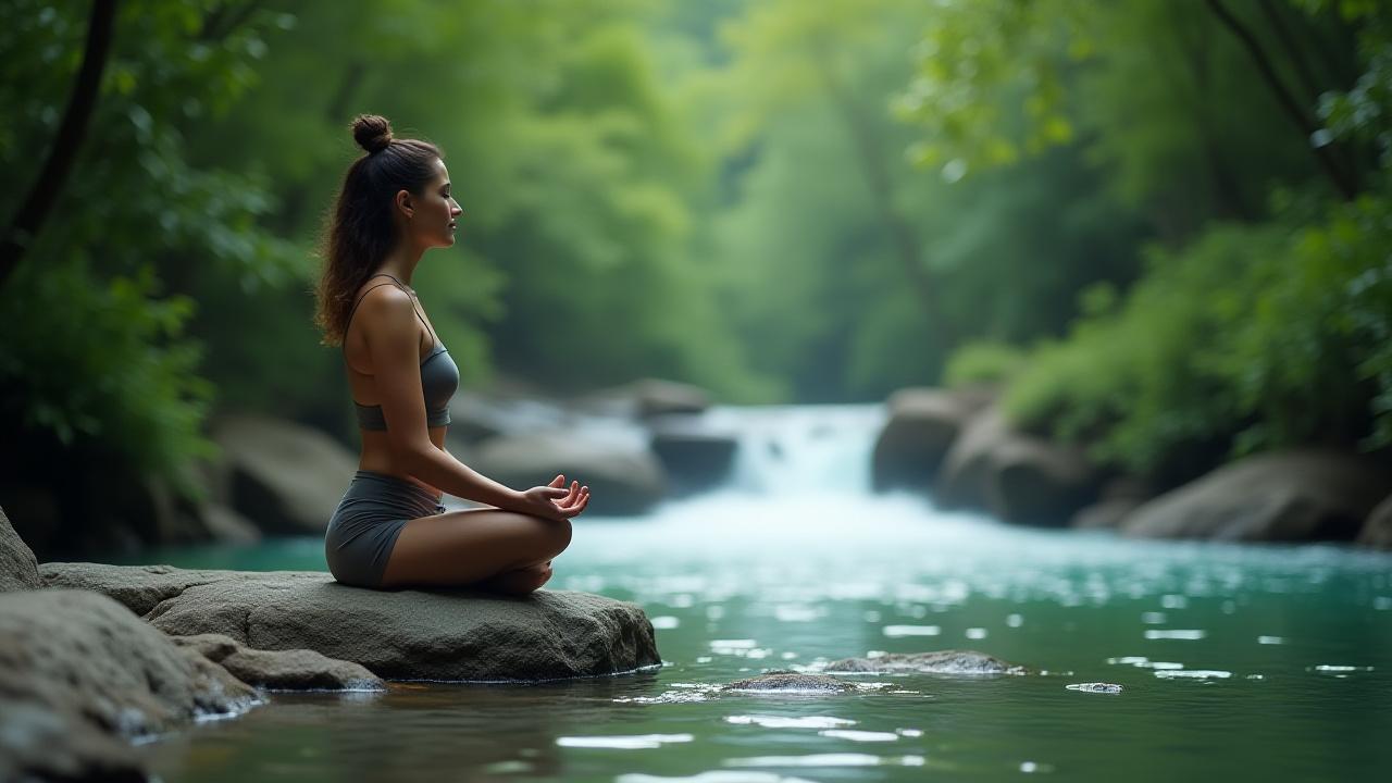 Meditación junto a una cascada en Los Dínamos